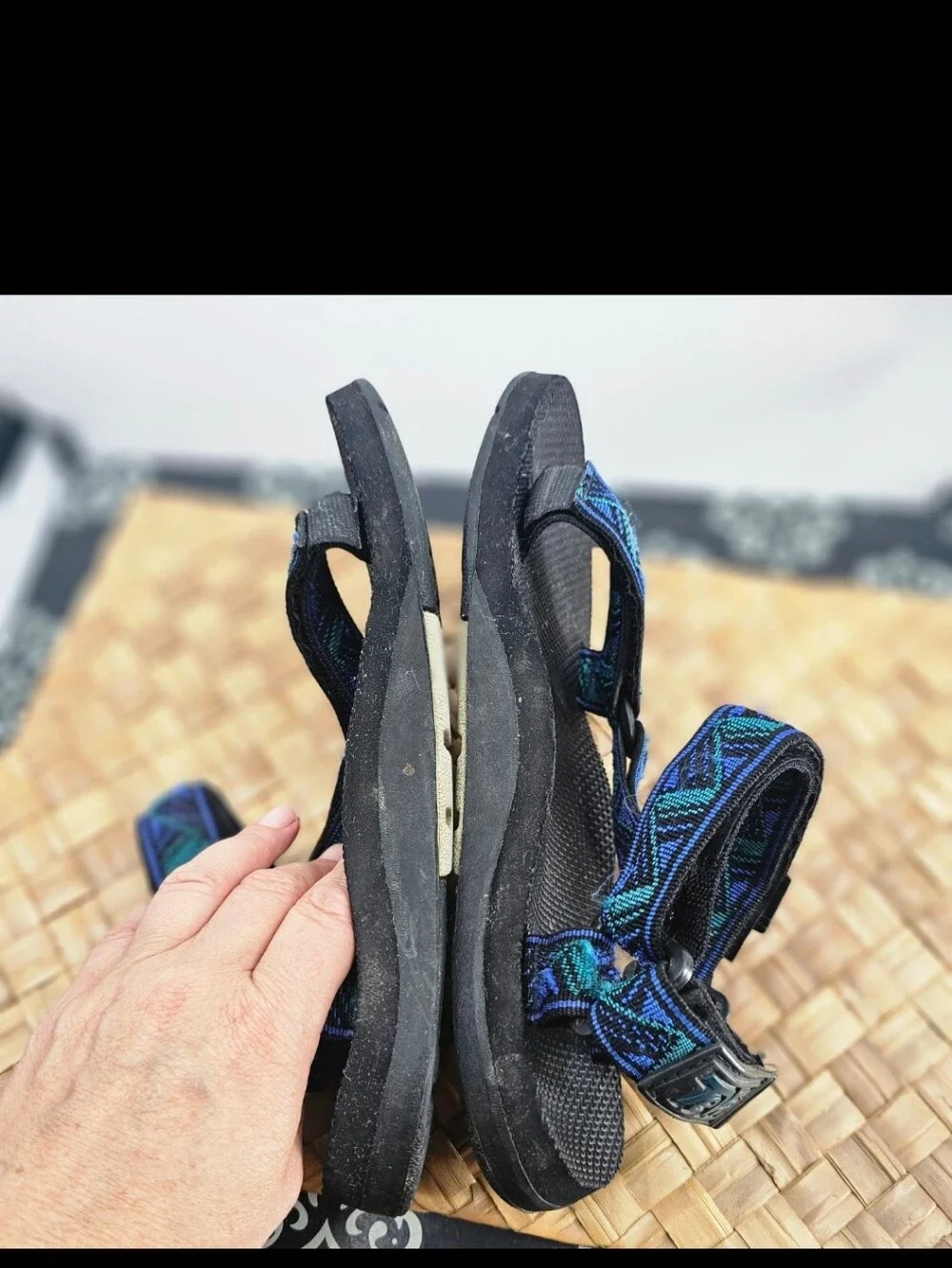 Teva Sandals Men Black Blue Size 10